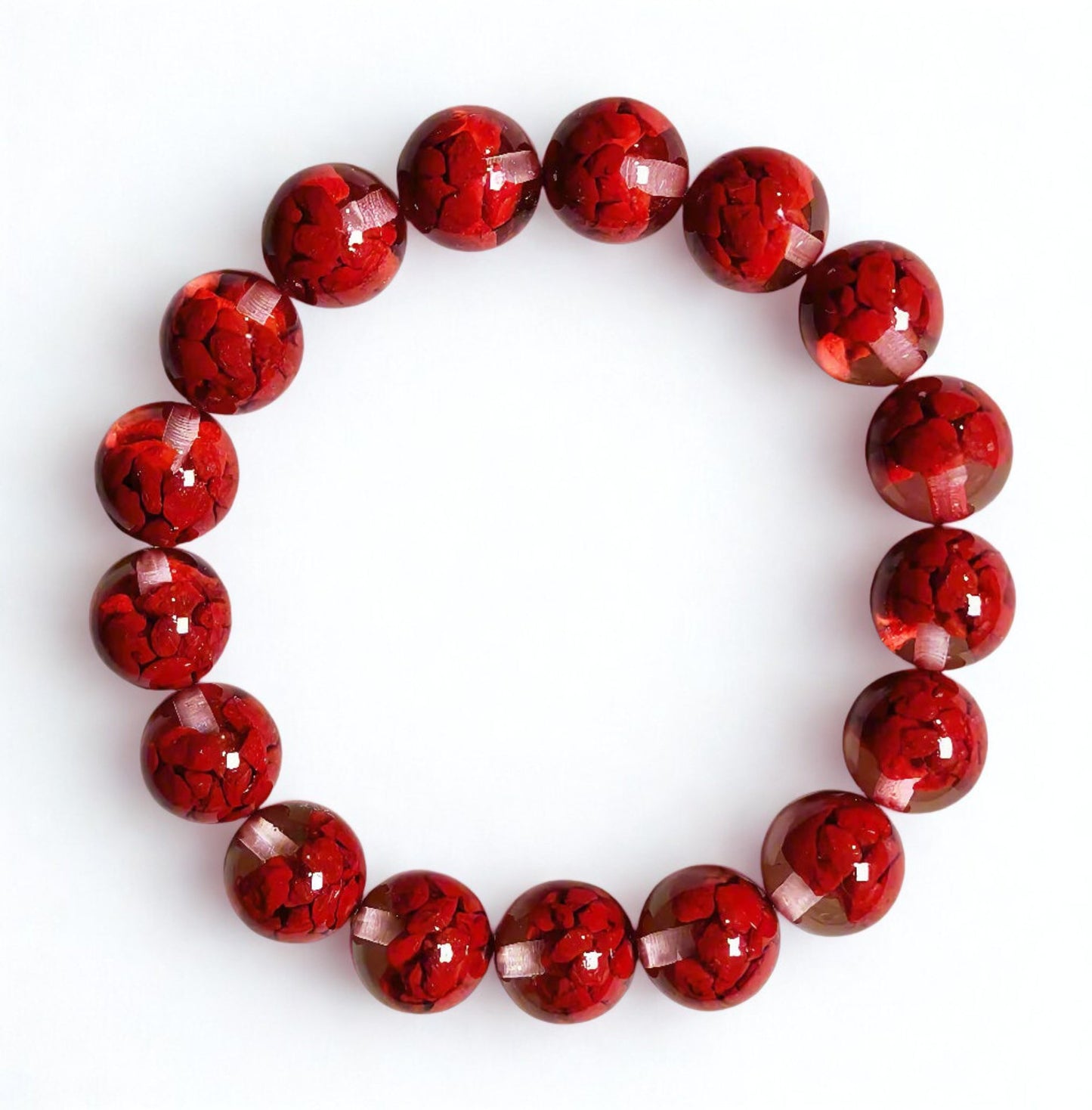 Scarlet Harmony | Polished Cinnabar Bracelet