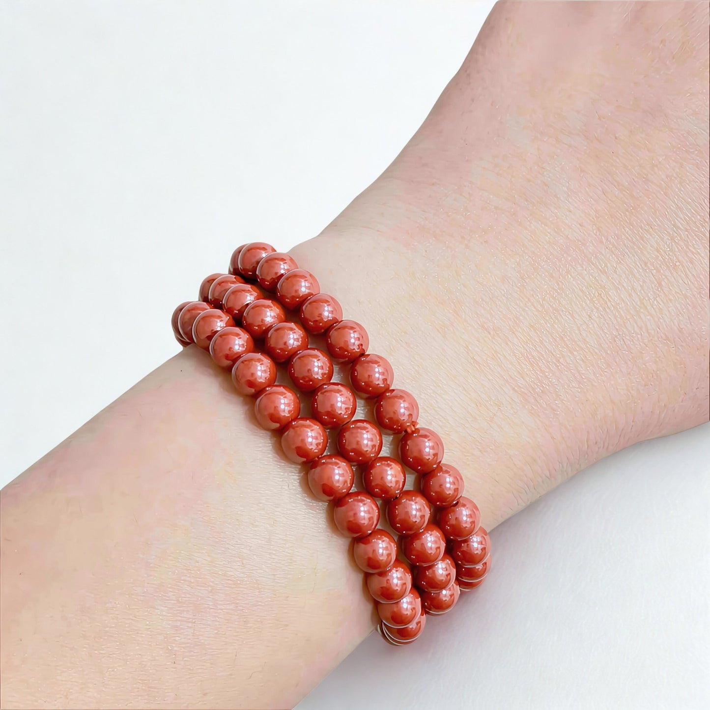 Scarlet Flow | Cinnabar Triple Bracelet & Short Necklace