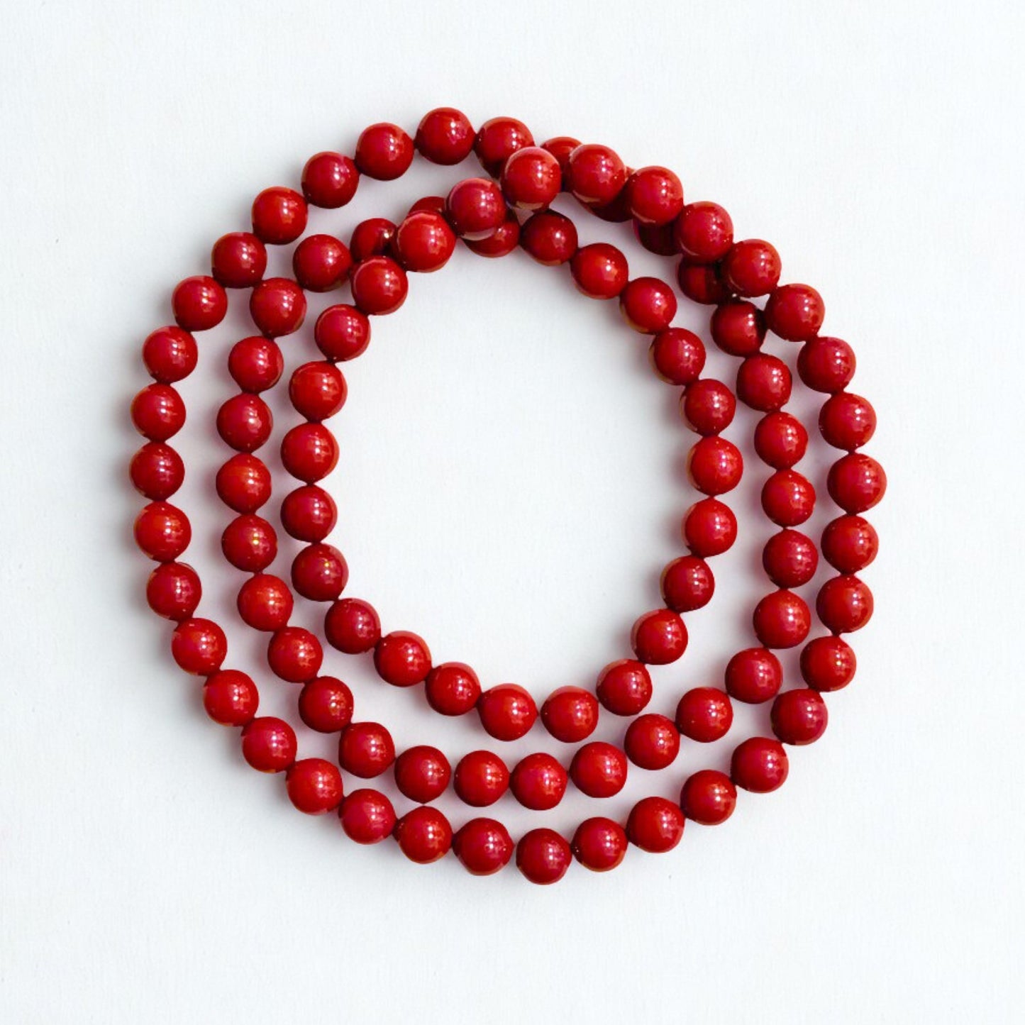 Scarlet Flow | Cinnabar Triple Bracelet & Short Necklace