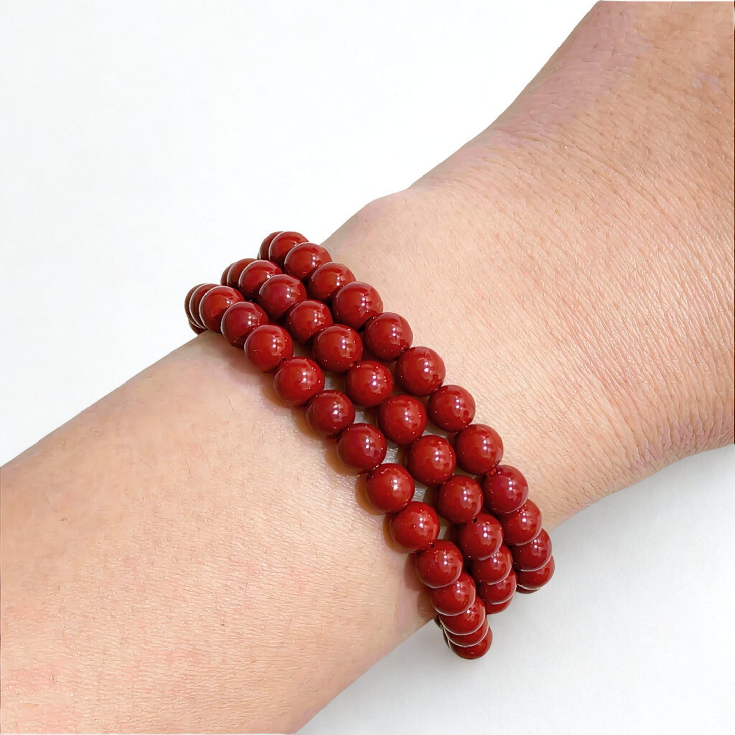 Scarlet Flow | Cinnabar Triple Bracelet & Short Necklace