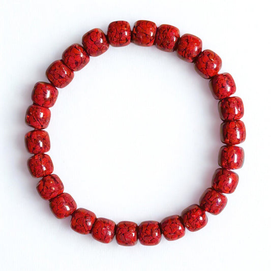 Red Seal | Cinnabar Barrel Bead Bracelet