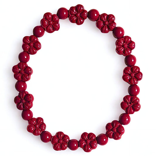 Blossom Serenity | Cinnabar Beaded Bracelet, 10mm, Sakura Design