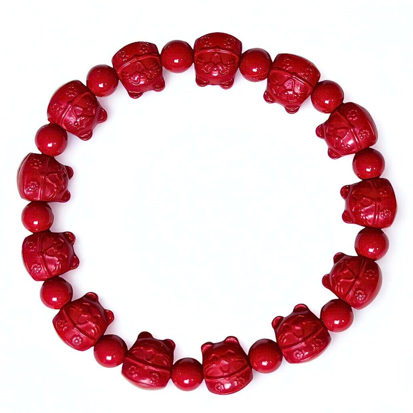 Fortune Paws | Cinnabar Maneki Cat Bracelet