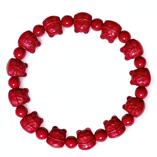 Fortune Paws | Cinnabar Maneki Cat Bracelet