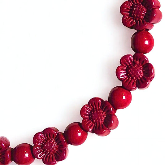 Radiant Bloom | Cinnabar Beaded Bracelet, 8mm, Sunflower Design