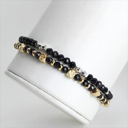 Midnight Guardians Duo | Black Spinel Bracelet Set