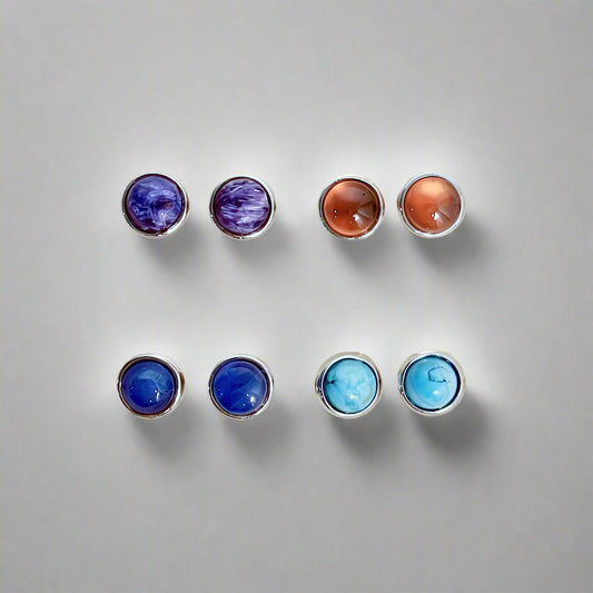 GemGlow | Classic Round Gemstone Stud Earrings