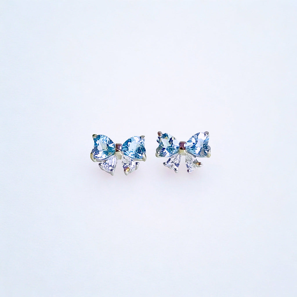 Azure Whisper | Aquamarine Bow Earrings