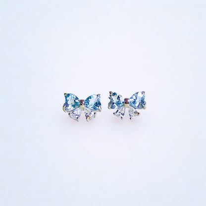 Azure Whisper | Aquamarine Bow Earrings