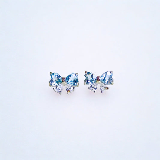 Azure Whisper | Aquamarine Bow Earrings
