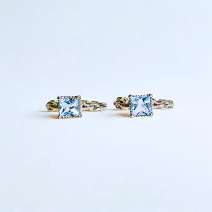 Celestia Link | Aquamarine Hoop Earrings