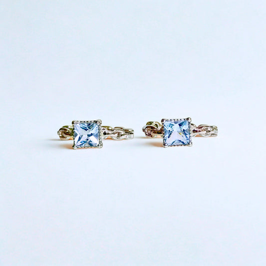 Celestia Link | Aquamarine Hoop Earrings