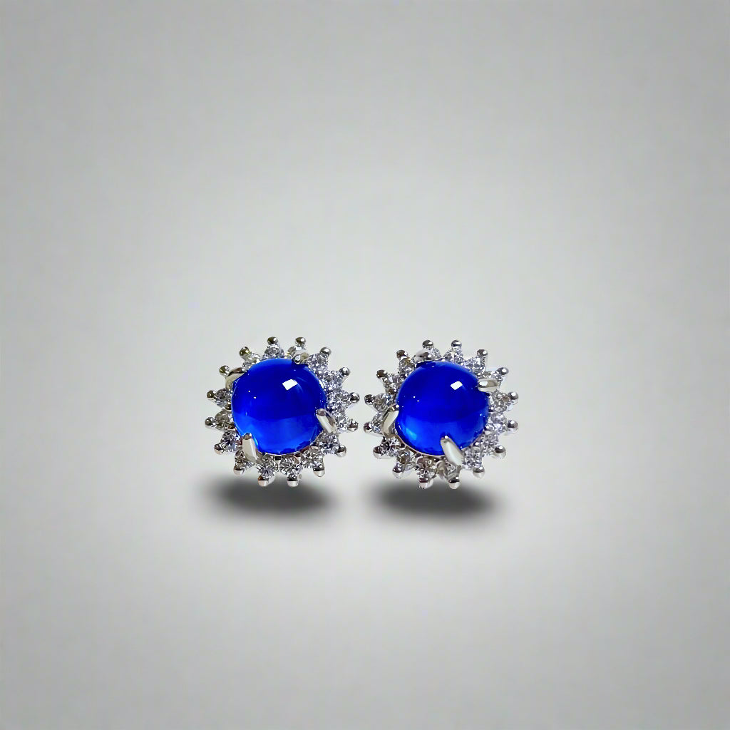 Azure Halo | Lab-Grown Sapphire Stud Earrings