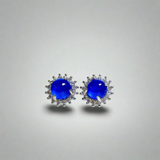 Azure Halo | Lab-Grown Sapphire Stud Earrings