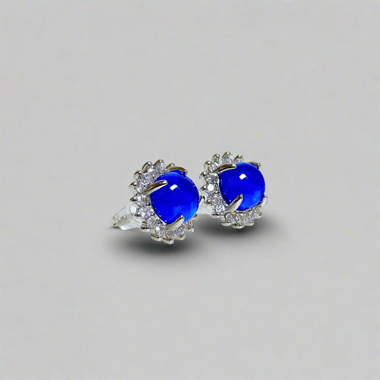 Azure Halo | Lab-Grown Sapphire Stud Earrings