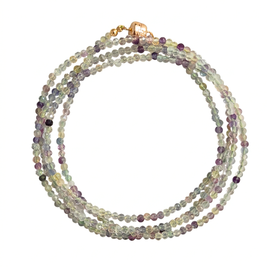 Fluorite | Faceted Gemstone Wrap Bracelet or Necklace