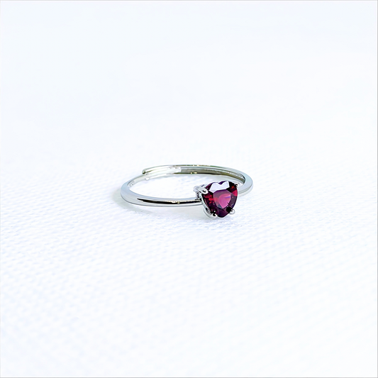 Crimson Vow | Garnet Heart Ring