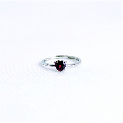 Crimson Vow | Garnet Heart Ring