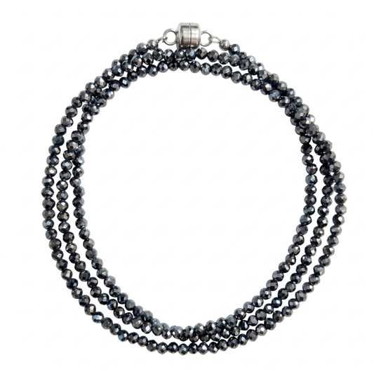 Hematite | Faceted Gemstone Wrap Bracelet or Necklace