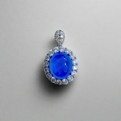 Celestial Bloom | Lab-Grown Sapphire Halo Pendant