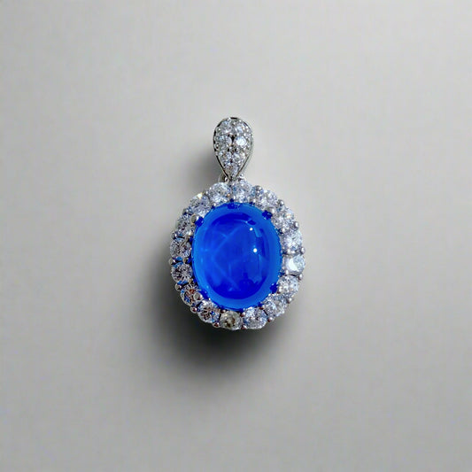 Celestial Bloom | Lab-Grown Sapphire Halo Pendant