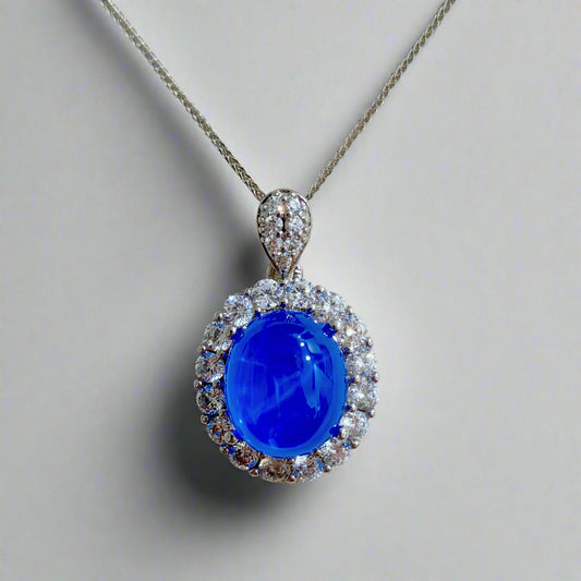 Celestial Bloom | Lab-Grown Sapphire Halo Pendant