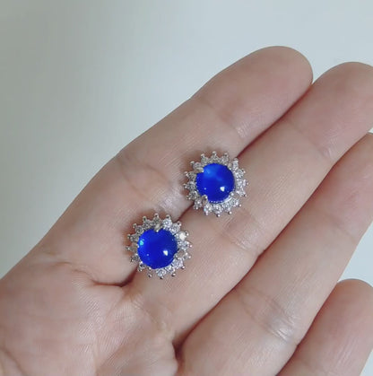 Azure Halo | Lab-Grown Sapphire Stud Earrings