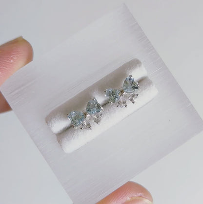 Azure Whisper | Aquamarine Bow Earrings