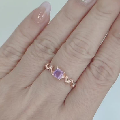 Roselight Vine | Lavender Amethyst Ring in Rose Gold