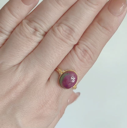 Verdant Bloom | Ruby Zoisite Cabochon Ring