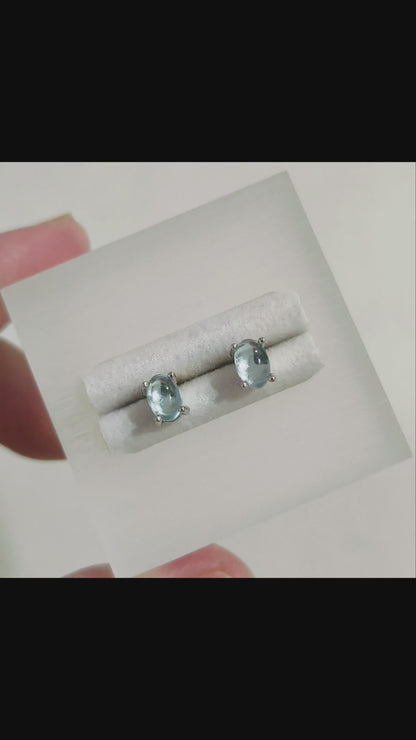 Moonmist | Blue Topaz Stud Earrings