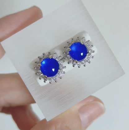 Azure Halo | Lab-Grown Sapphire Stud Earrings