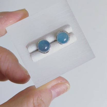 Azure Mirage | Dual-Tone Aquamarine Stud Earrings