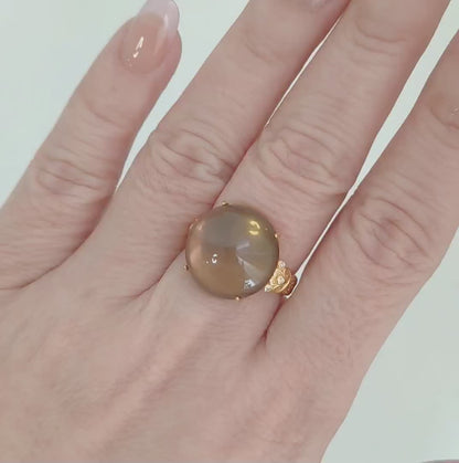 Dusklight Orb | Smoky Quartz Cabochon Ring