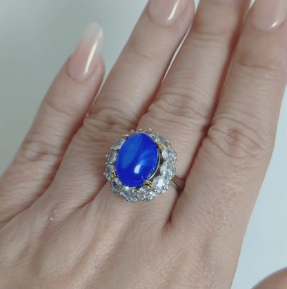 Azure Halo | Lab-Grown Sapphire Statement Ring