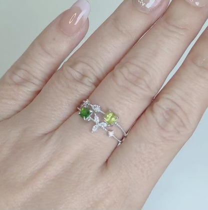 Twolight | Peridot & Diopside Ring
