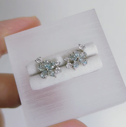 Aqua Bloom | Aquamarine Floral Stud Earrings