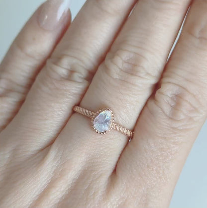 Twilight Bloom | Teardrop Moonstone Ring
