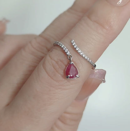 Crimson Drop | Ruby Teardrop Ring