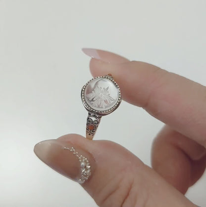 Frosted Bloom | Carved Clear Quartz Ring
