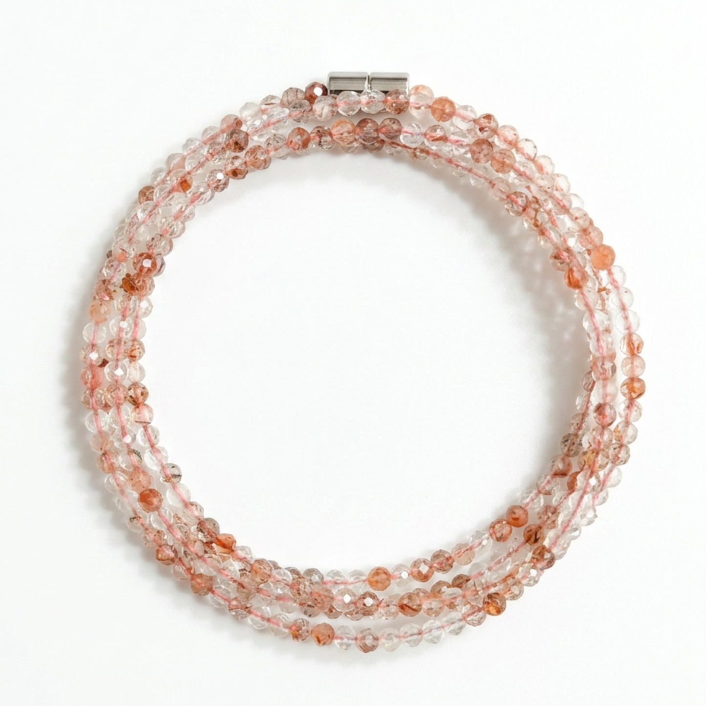 Red Rutilated Quartz | Faceted Gemstone Wrap Bracelet or Necklace