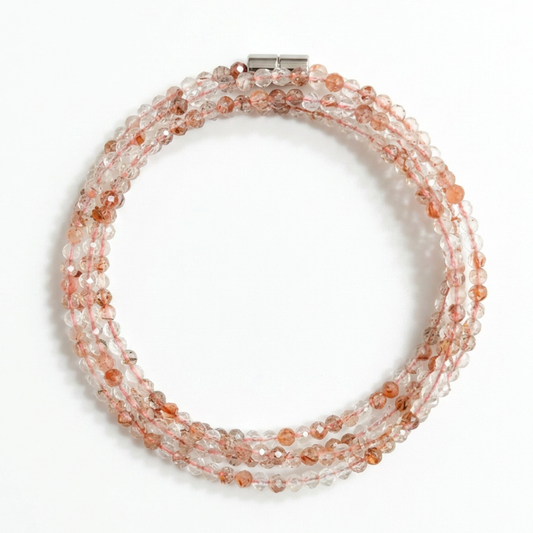 Red Rutilated Quartz | Faceted Gemstone Wrap Bracelet or Necklace