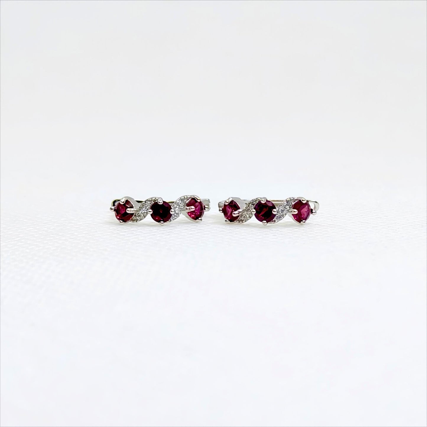 Crimson Cascade | Garnet Hoop Earrings