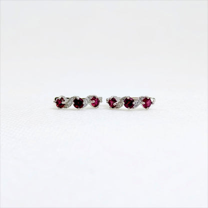 Crimson Cascade | Garnet Hoop Earrings