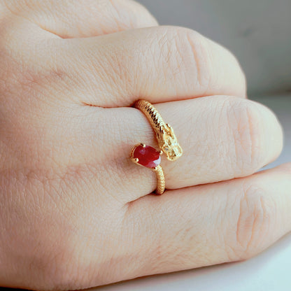 Serpent Flame | Ruby Oval Vermeil Ring