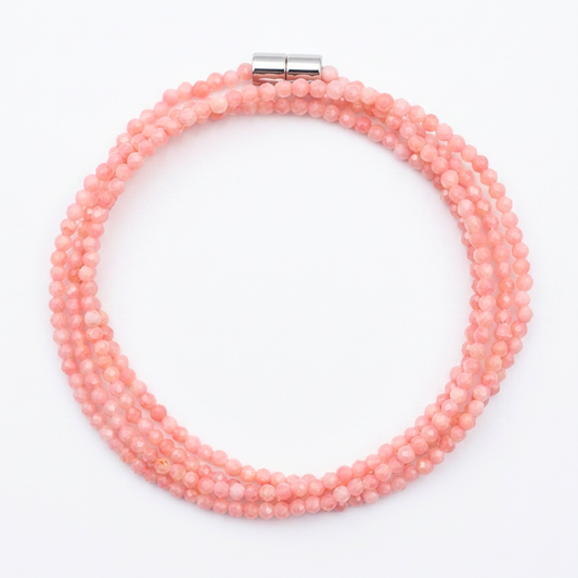 Pink Opal | Faceted Gemstone Wrap Bracelet or Necklace