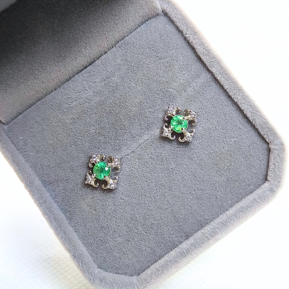 Verdant Lace | Emerald Stud Earrings