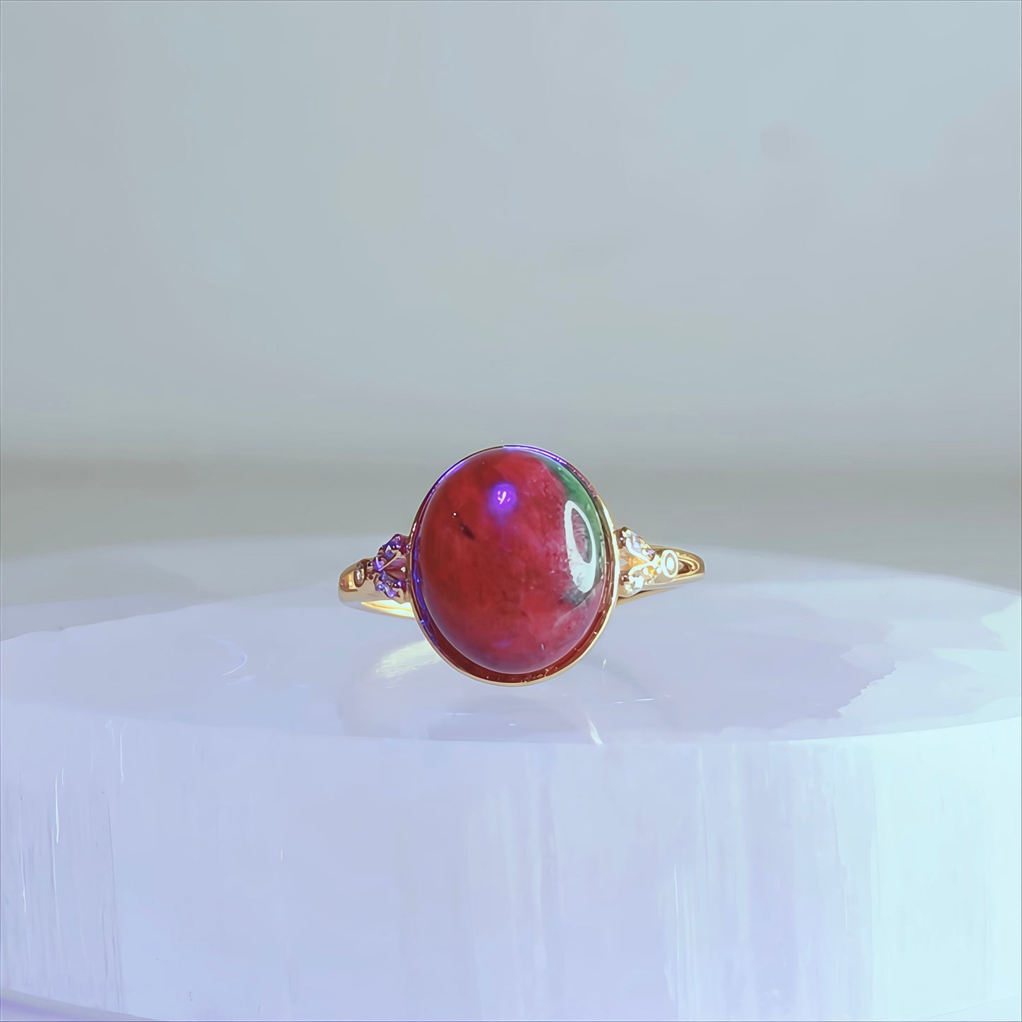 Verdant Bloom | Ruby Zoisite Cabochon Ring