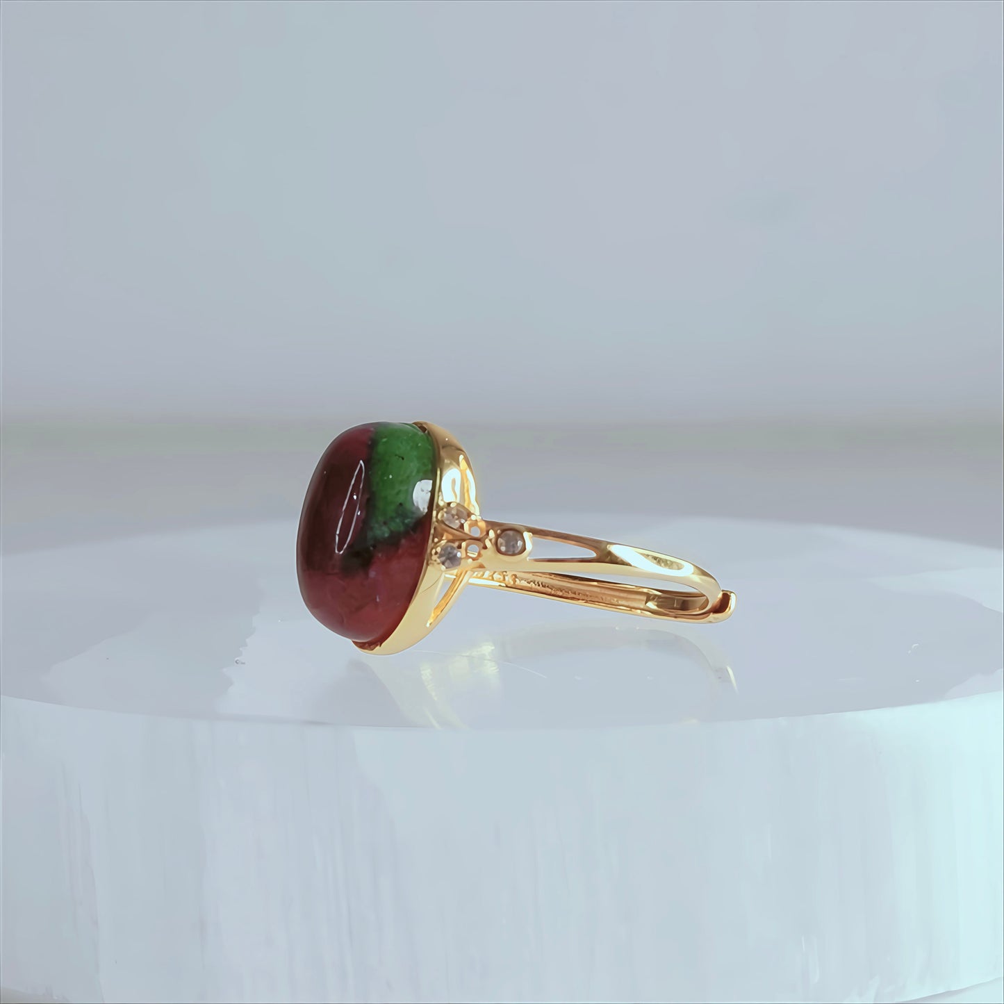 Verdant Bloom | Ruby Zoisite Cabochon Ring