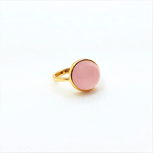 Aura Veil | Pink Chalcedony Cabochon Ring